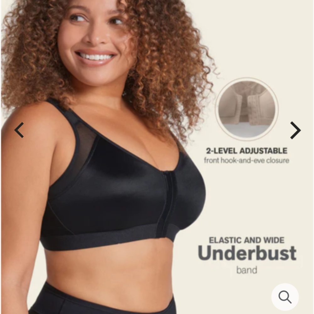 Leonisa Size 38 Black Unlined Wireless Posture Corrector Bra